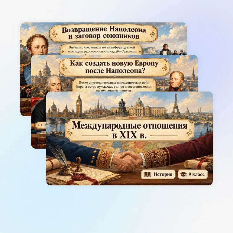 Презентация: Международные отношения в XIX в., 9 класс. Мединский, Чубарьян.