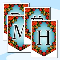Оформление на 12 июня «День России»: растяжка, флажки с тематическими графическими элементами. Добавлен редактируемый файл.