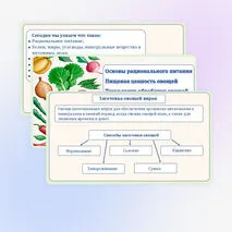 Основы рационального питания. Пищевая ценность овощей. Технологии обработки овощей