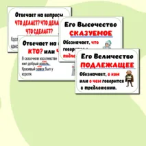 Карточки на доску «Главные члены предложения»