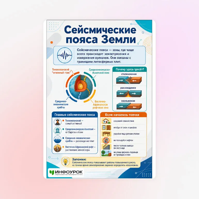 Памятка «Сейсмические пояса Земли»