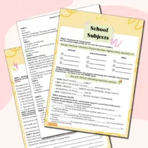 Рабочий лист на тему «School Subjects» (Школьные предметы)