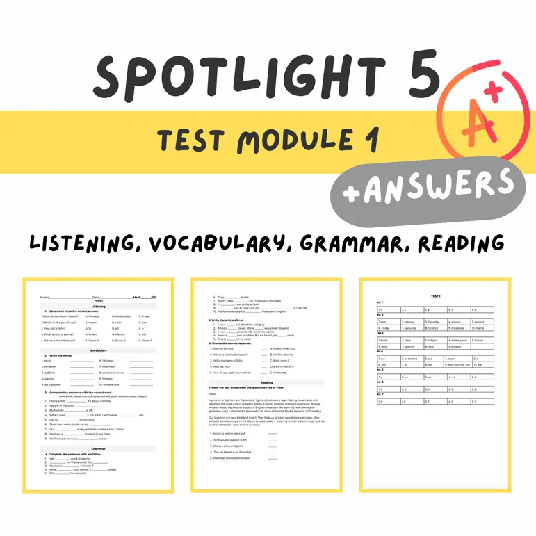 Тест модуль 1. SPOTLIGHT 5 |test module 1