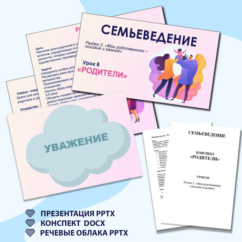 Семьеведение. «Родители». «Мои родственники – похожие и разные». Презентация и конспект. Урок №8