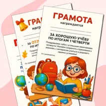 Грамоты за отличную и хорошую учебу по окончании 1 четверти