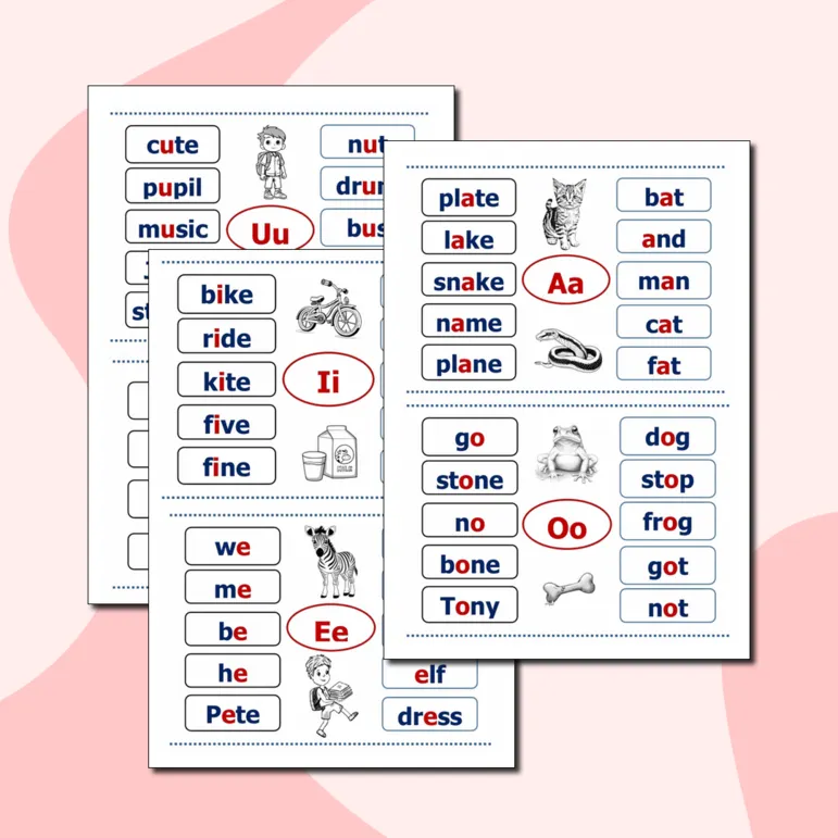 Reading cards. К учебнику Spotlight 2.Карточки для чтения на английском языке. Чтение гласных букв.