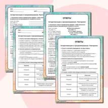«Повторение раздела “Алгоритмизация и программирование”» Рабочий лист по информатике (10 класс)