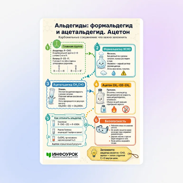 Памятка «Альдегиды: формальдегид и ацетальдегид. Ацетон»