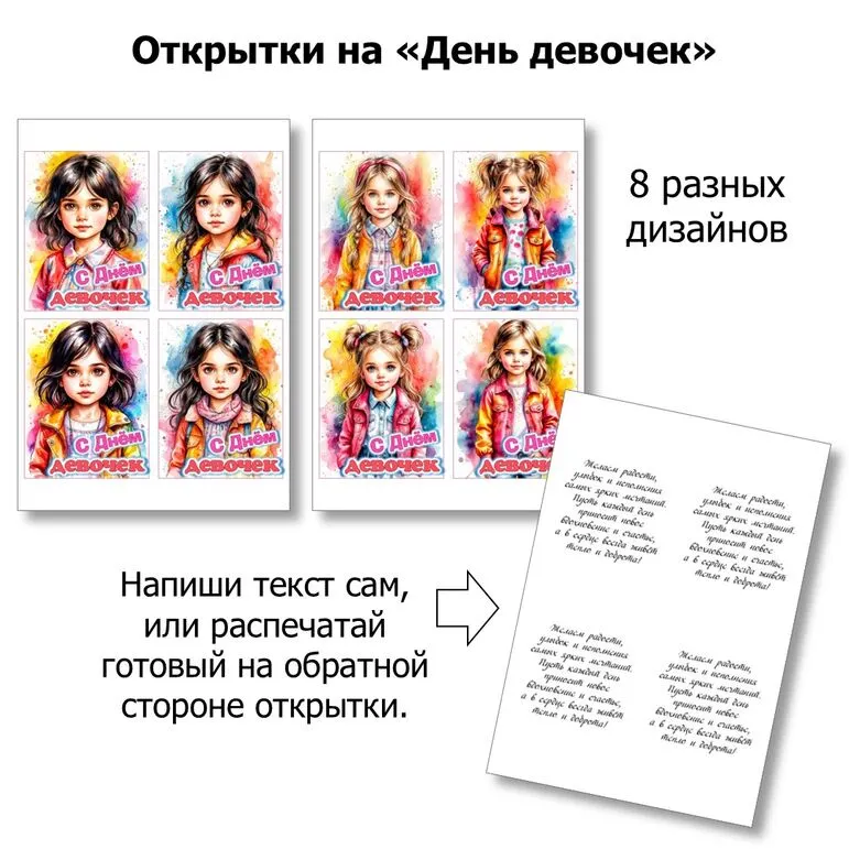 Открытки на «День девочек» с текстом поздравления. 11 октября.