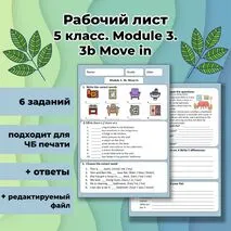 Рабочий лист Spotlight 5. Module 3. 3b «Move in»
