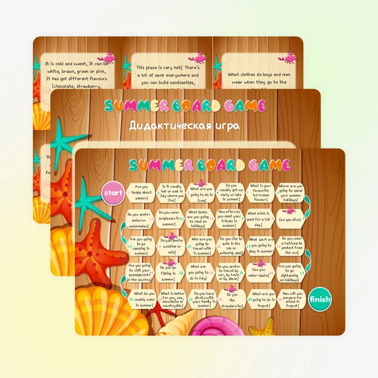 Summer board game. Дидактическая игра.