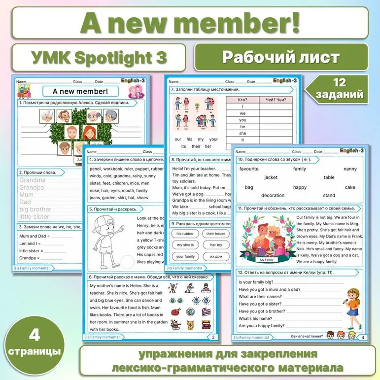 Рабочий лист Spotlight 3 «A new member»