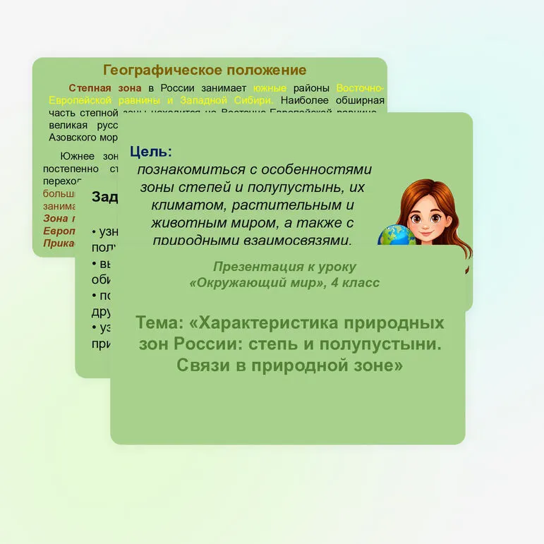 Характеристика природных зон: степи и полупустыни. Связь природных зон.