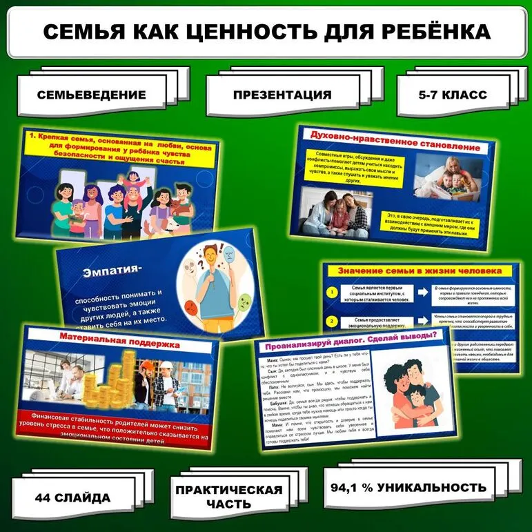 Презентация по теме «Семья как ценность для ребенка». // Курс внеурочной деятельности «Семьеведение». Соответствует п.1.2. ФРП ООО. Семьеведение. 5-7 кл.