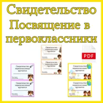Свидетельство первоклассника, первоклассницы