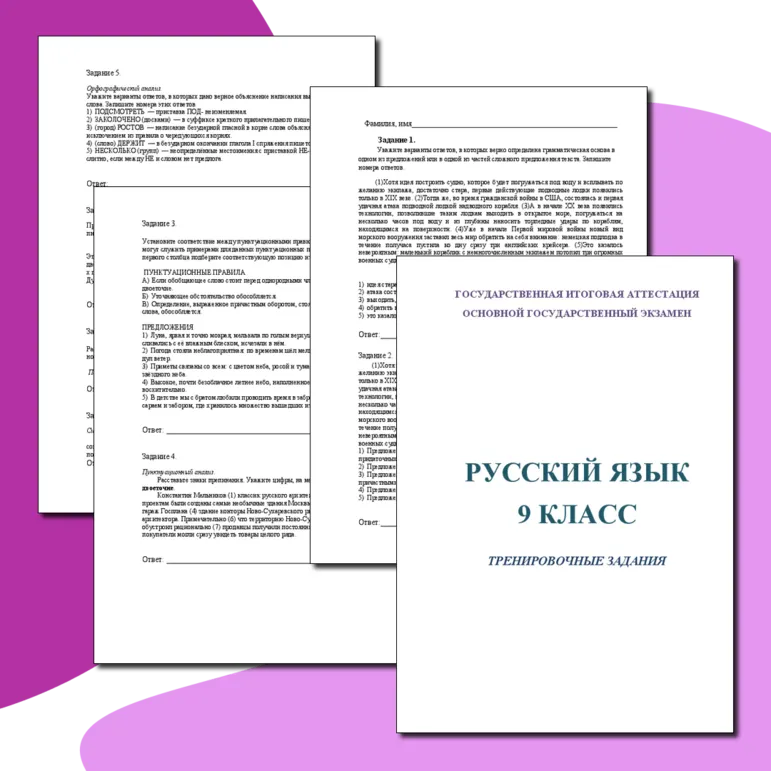 Тренировочные задания для подготовки к ОГЭ по русскому языку. 9 класс