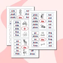 Reading cards. К учебнику Spotlight 2.Карточки для чтения на английском языке. Чтение гласных букв.