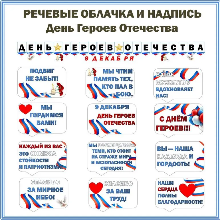 Разговоры о Важном. День Героев Отечества. Надпись+ Речевые облачка. Оформление