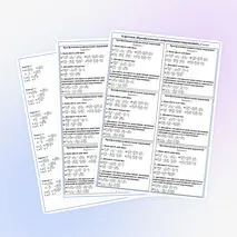 Карточки по алгебре 