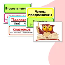 Наглядный материал на доску по русскому языку по теме «Члены предложения» (2-4 классы).