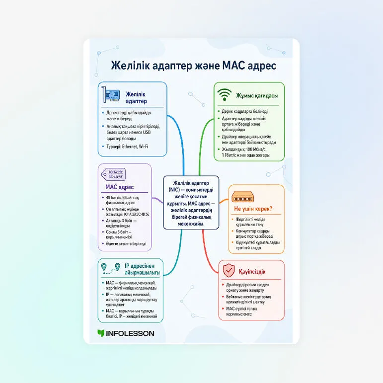 Схема «Желілік адаптер және MAC адрес»