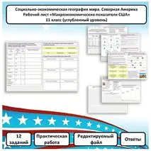 Рабочий лист по географии «Макроэкономические показатели США. Практическая работа» (углубленный уровень)