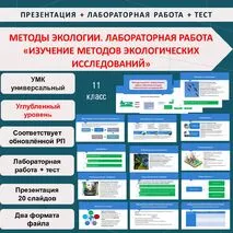 Комплект (презентация, лабораторная работа + тест) Методы экологии. Лабораторная работа «Изучение методов экологических исследований» Биология 11 класс, углубленный уровень
