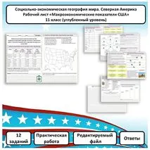 Рабочий лист по географии «Макроэкономические показатели США. Практическая работа» (углубленный уровень)