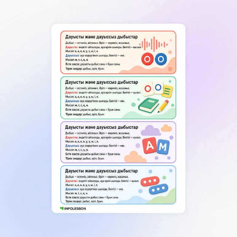 Бетбелгі «Дауысты және дауыссыз дыбыстар»