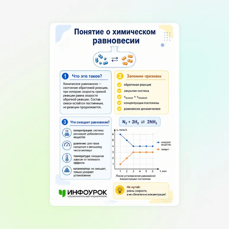 Памятка «Понятие о химическом равновесии»