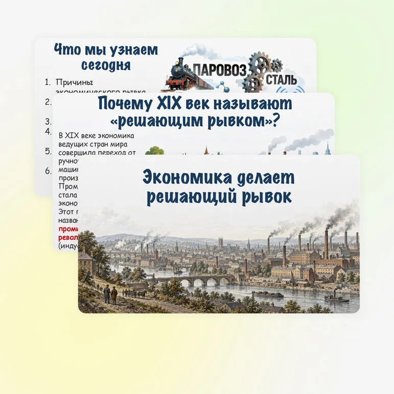 Презентация: «Экономика делает решающий рывок», 9 класс. Мединский, Чубарьян.