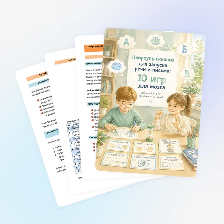 Нейроупражнения для запуска речи и письма: 10 игр для мозга (5–8 лет)