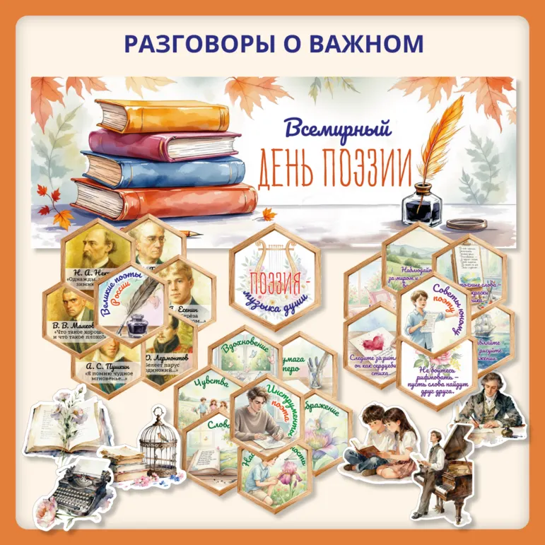 Разговоры о важном «Всемирный день поэзии». Оформление для доски