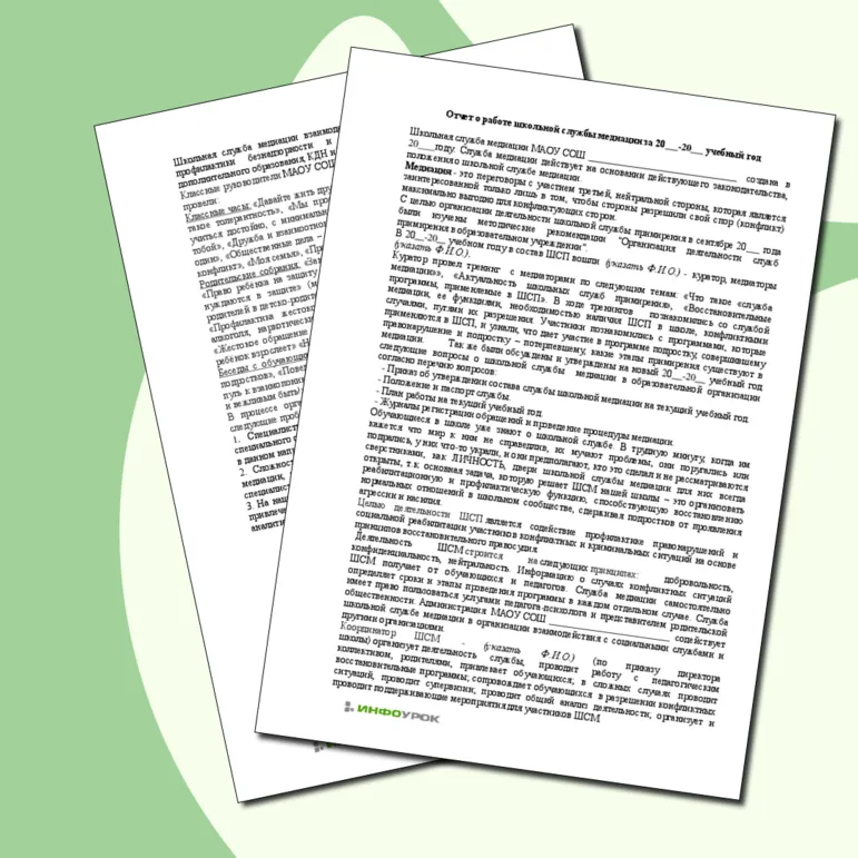 Отчет о работе школьной службы медиации за учебный год