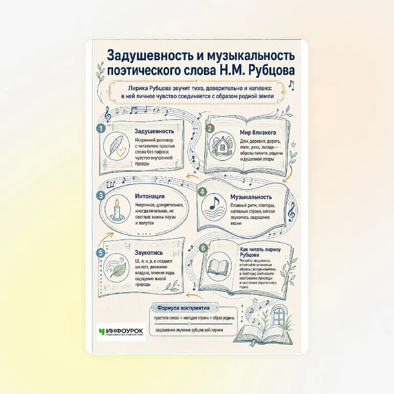 Памятка «Задушевность и музыкальность поэтического слова Н.М. Рубцова»