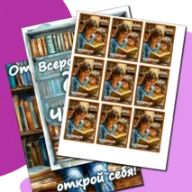 Всероссийский день чтения. 9 октября. Материалы для оформления стенда + закладки и наклейки.