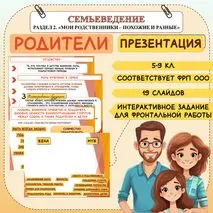 Родители. Презентация для 5, 6, 7, 8, 9 классов. Семьеведение. Соответствует ФРП ООО.