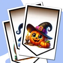 Halloween. Оформление флажками на английском (буквы, цифры, знаки, рисунки)