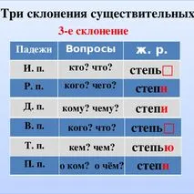 « Падеж и три склонения имён существительных»