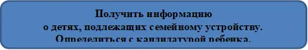 Получить информацию 
о детях, подлежащих семейному устройству. Определиться с кандидатурой ребенка.
