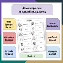 Карточки по словам Module 1, Module 2 