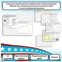 Рабочий лист по географии «Макроэкономические показатели США. Практическая работа» (углубленный уровень)