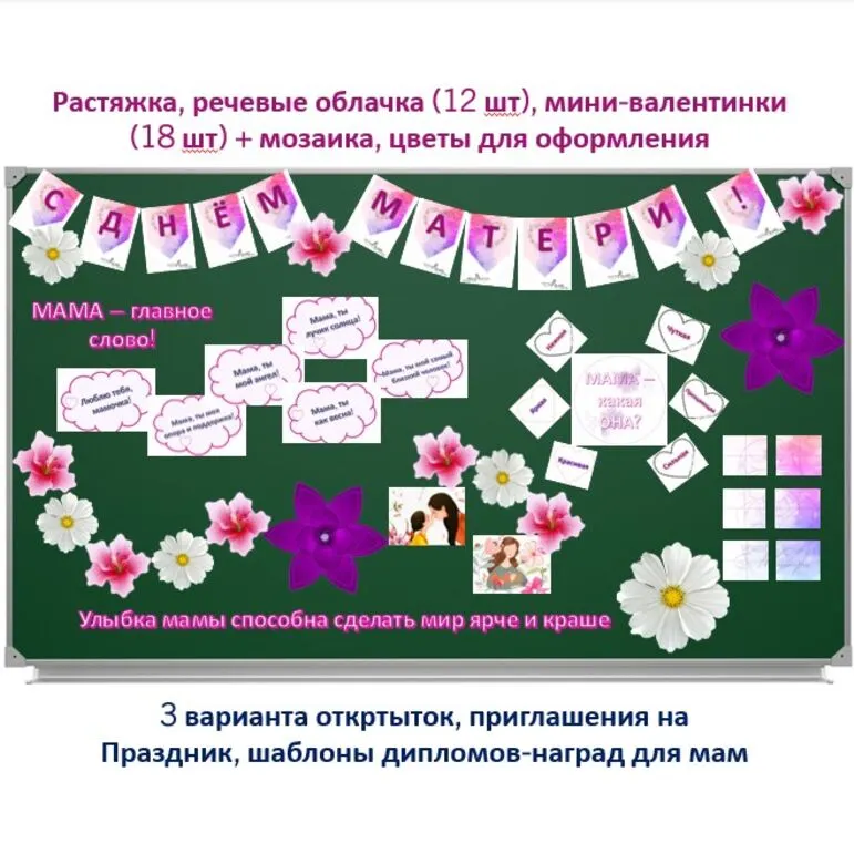 Оформление (доски, окна, стенгазеты) ко Дню Матери. Разговоры о важном. Классный час 