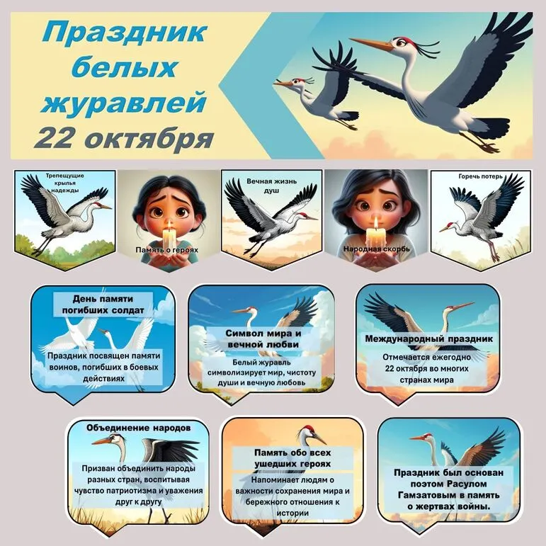 Оформление к празднику «День белых журавлей».