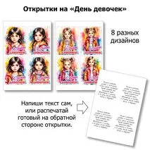Открытки на «День девочек» с текстом поздравления. 11 октября.