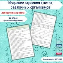 Лабораторная работа «Изучение строения клеток различных организмов», 10 класс (углубленный уровень)