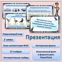 Презентация «Мир животных: птицы. Особенности внешнего вида, передвижения, питания: узнавание, называние, описание»