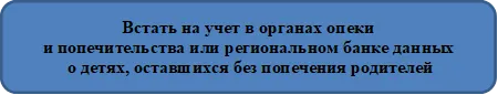 Встать на учет в органах опеки 
и попечительства или региональном банке данных
 о детях, оставшихся без попечения родителей
