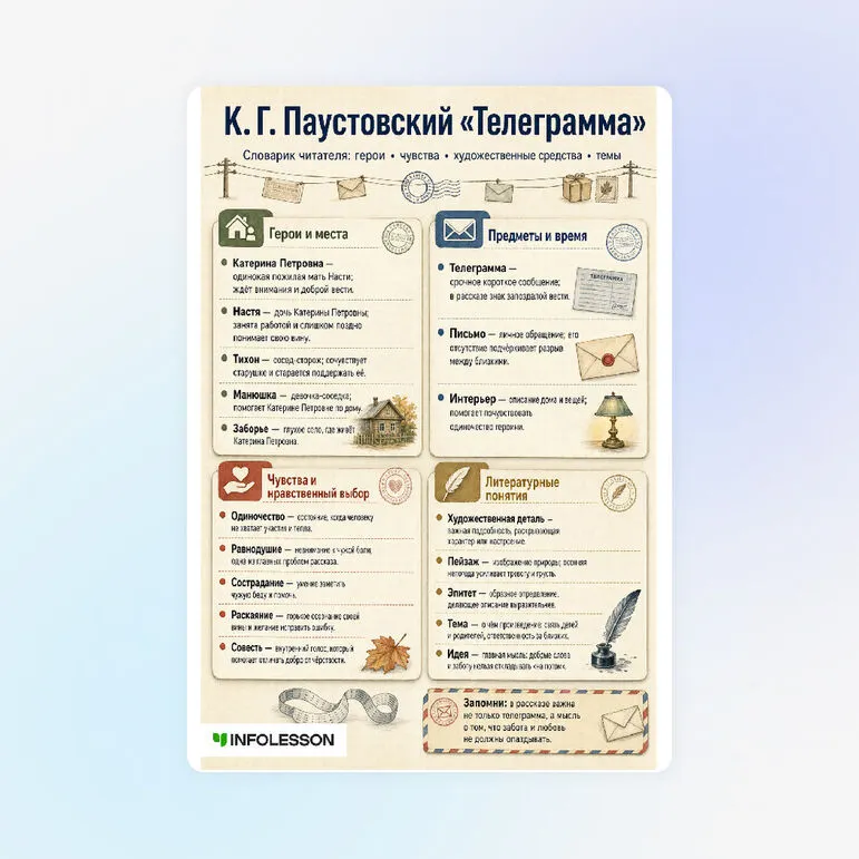 Словарь «К. Г. Паустовский «Телеграмма»»