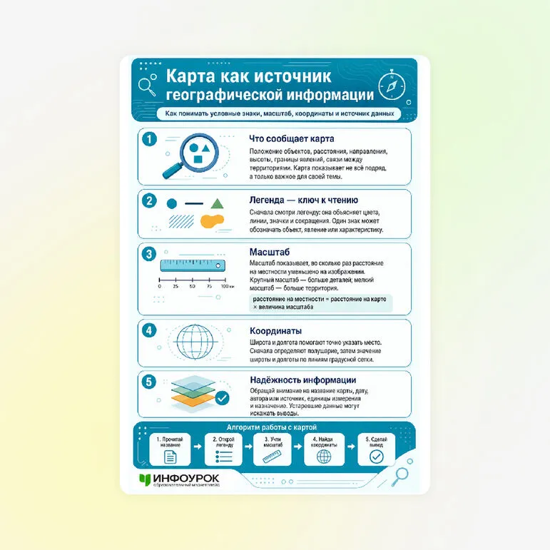 Памятка «Карта как источник географической информации»